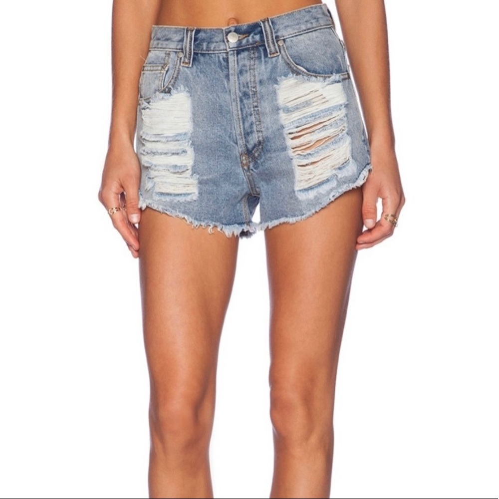 MINKPINK Distressed Cutoff Denim Shorts
